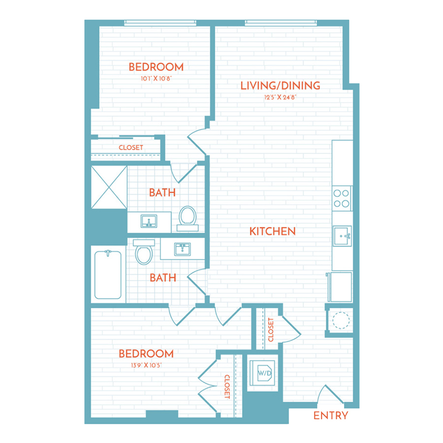 E6.1 | 2 Bed | 2 Bath floor plan