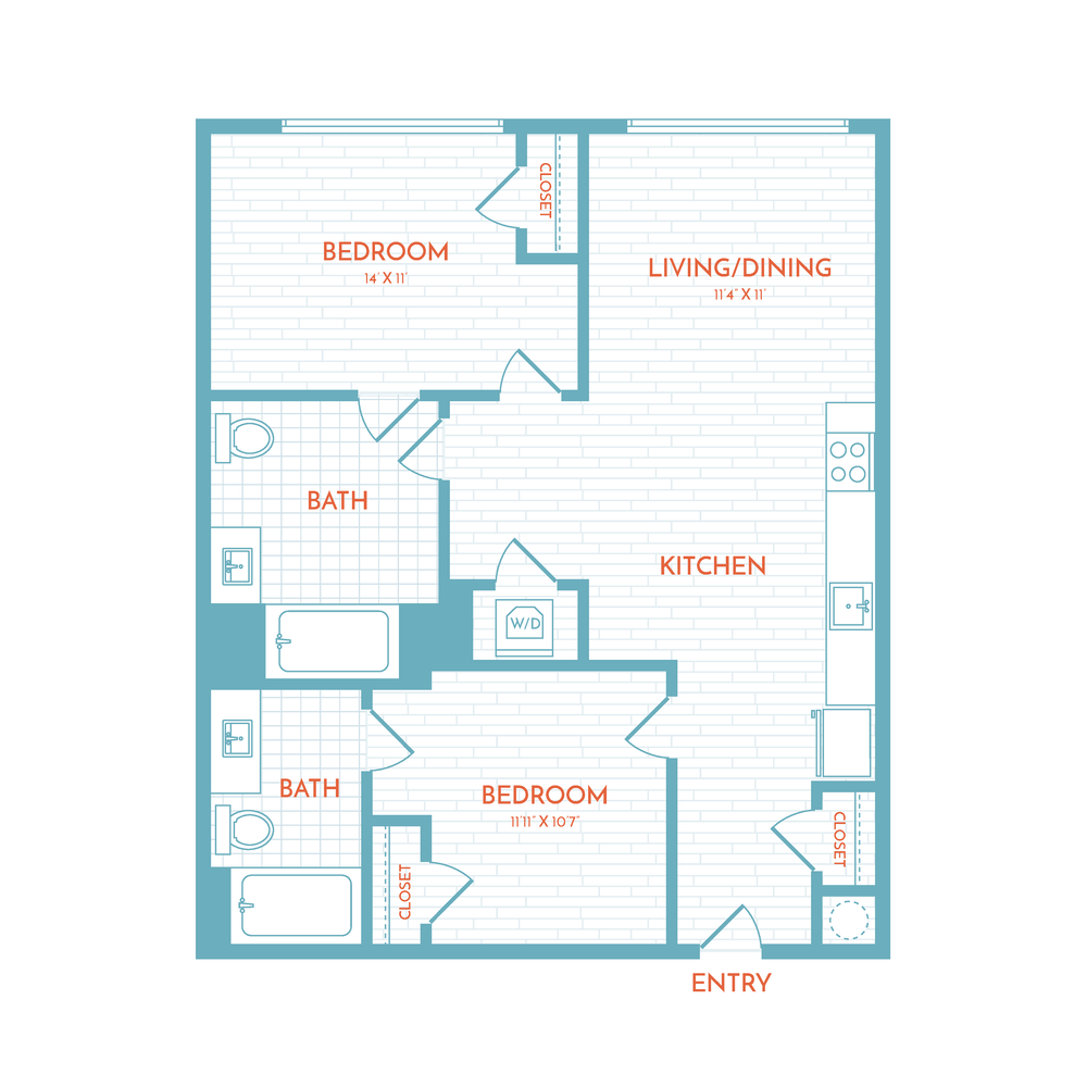 E10 | 2 Bed | 2 Bath floor plan