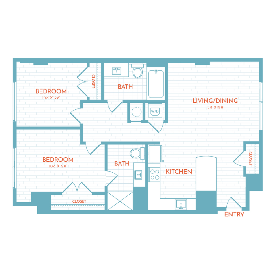 F2.1 | 2 Bed | 2 Bath floor plan