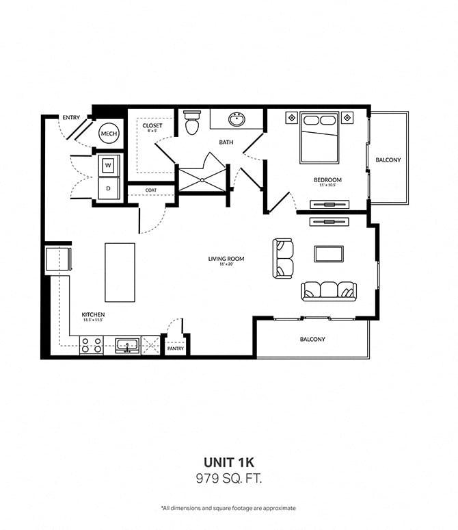 1K floor plan