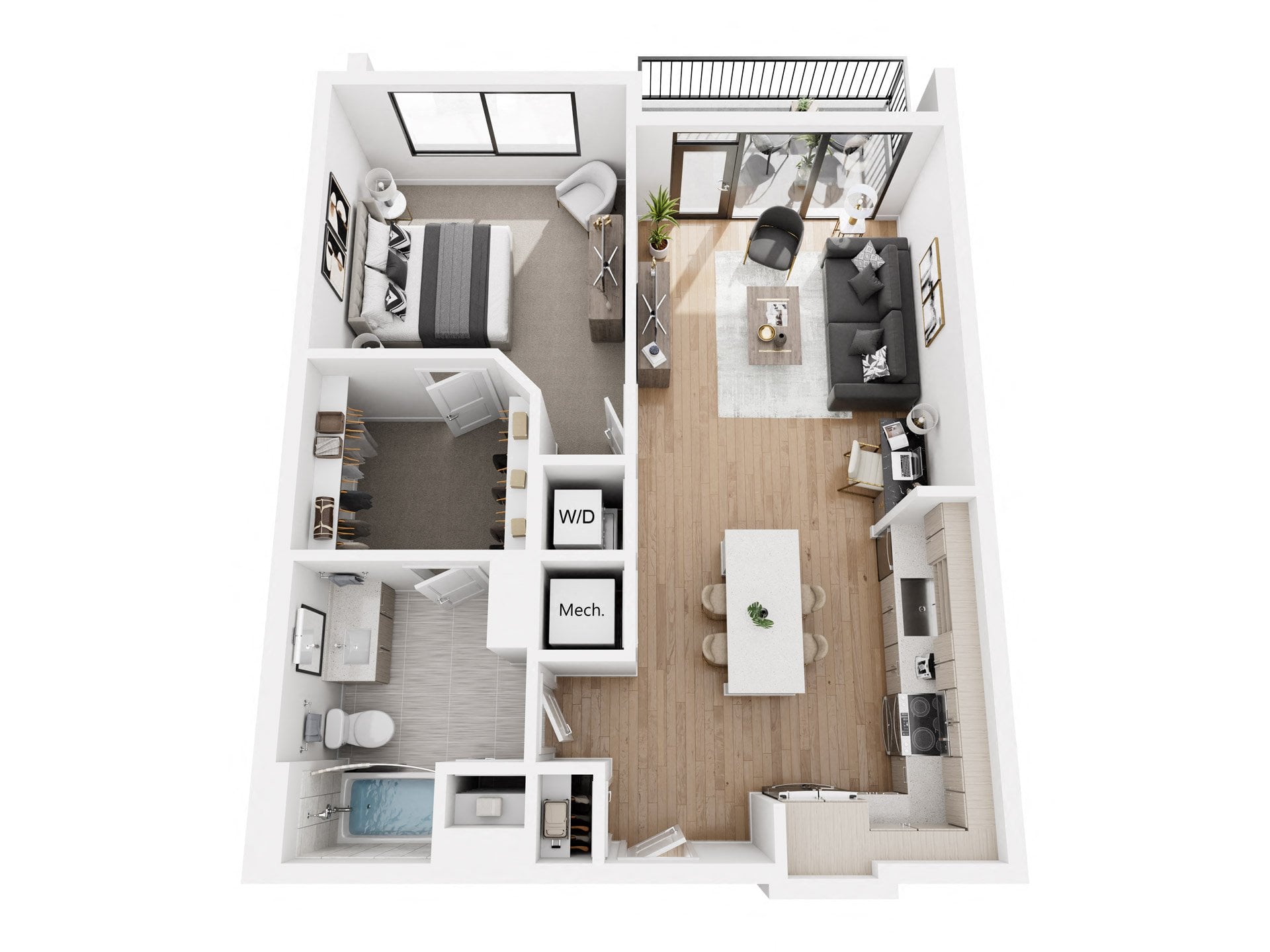 1BR-7 Type A floor plan