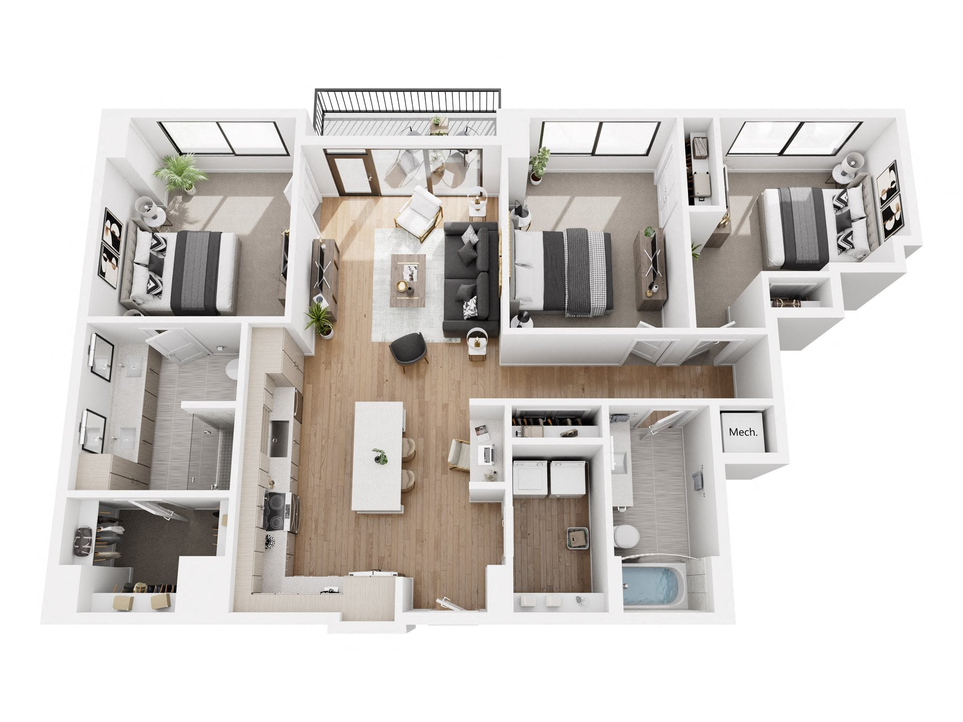 3BR-1 floor plan