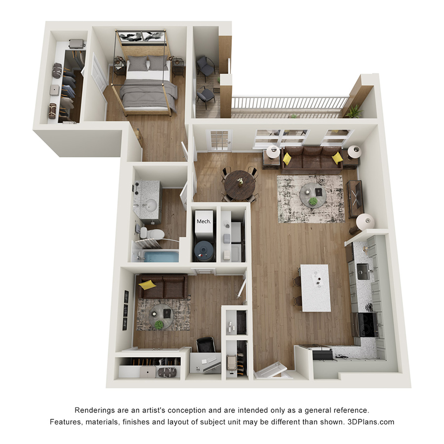 1 DEN floor plan