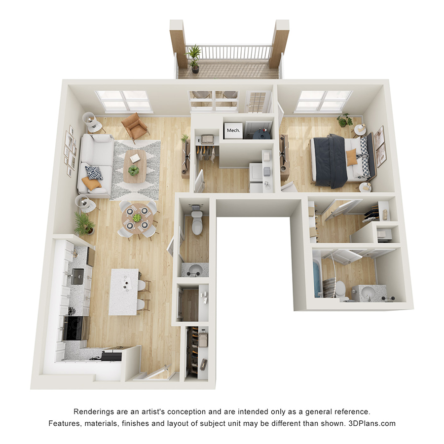 1D floor plan