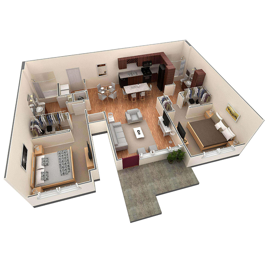2 BR Grand Courtyard floor plan