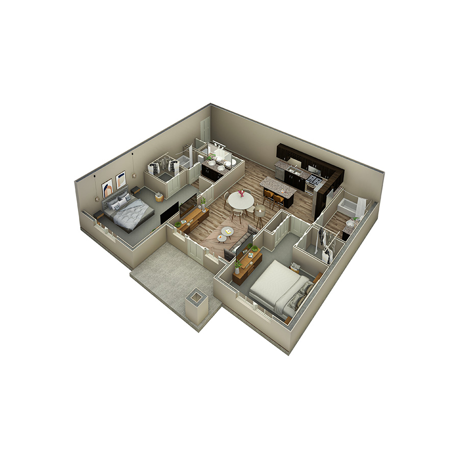2 BR Haven Courtyard floor plan