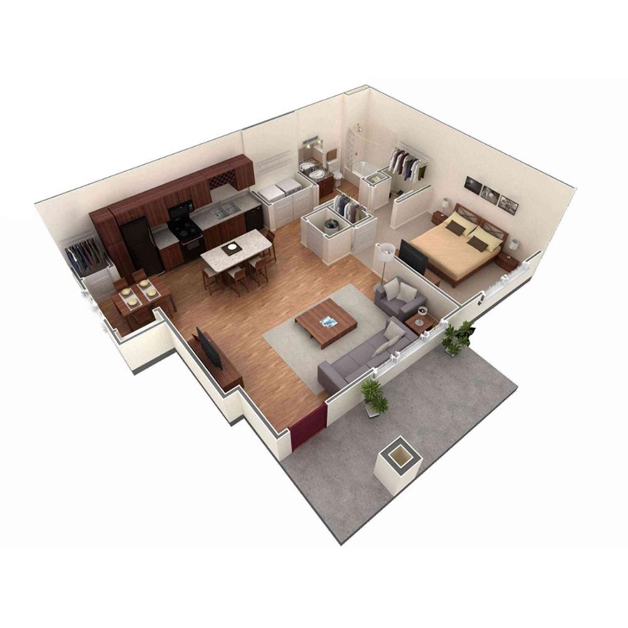 1 BR Grand Courtyard floor plan