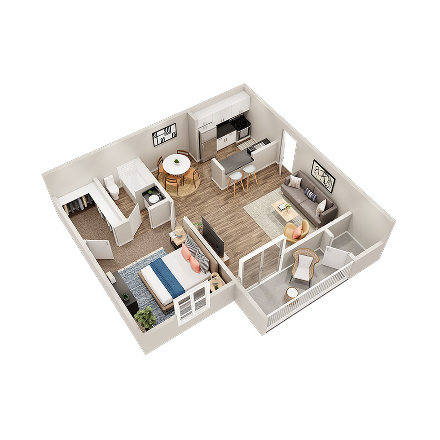 1 x 1 - Upgraded - Adair floor plan