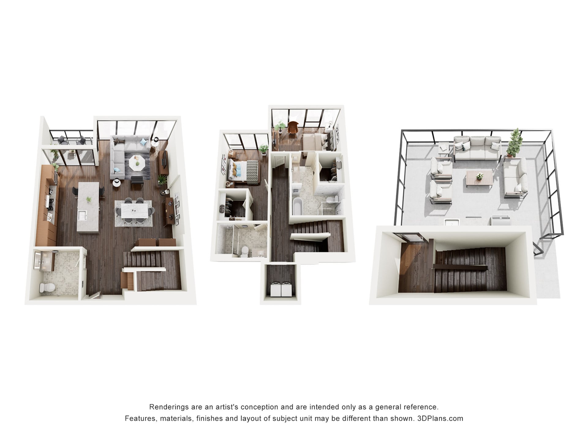 Rendering of the B5TH floor plan with 2 bedroom[s] and 2 bathroom[s] at The Lindley