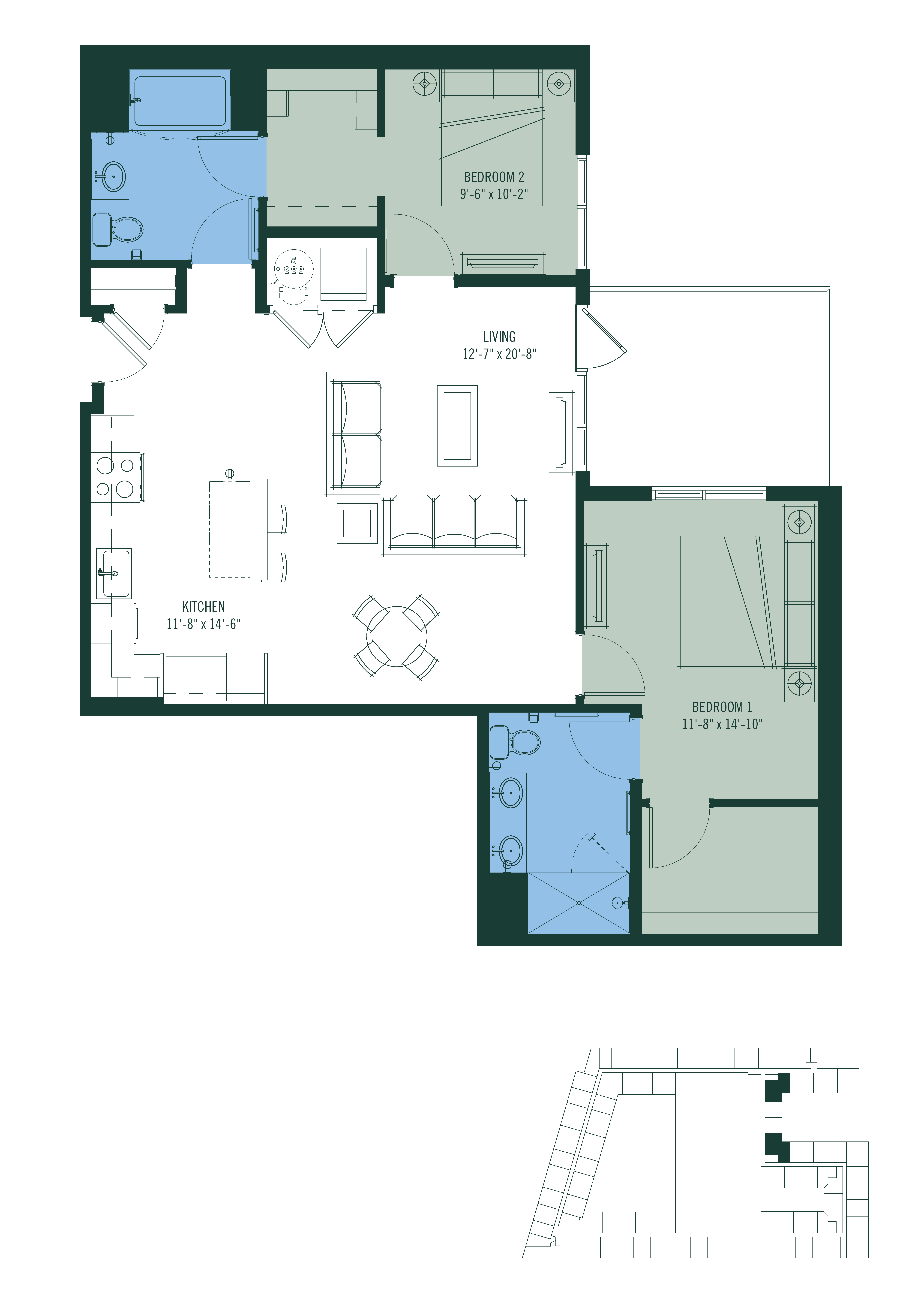 2 Bed/2 Bath-B4 floor plan