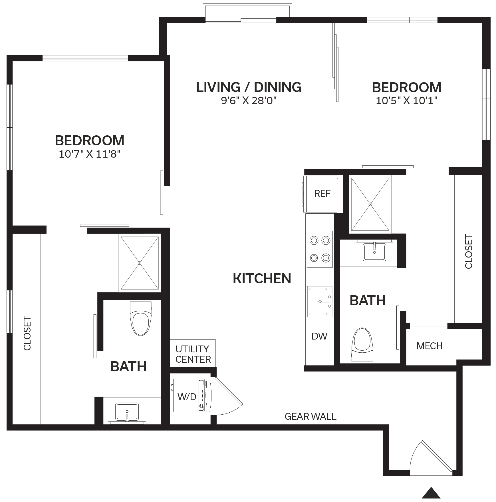 2 Bed/2 Bath-B6 floor plan