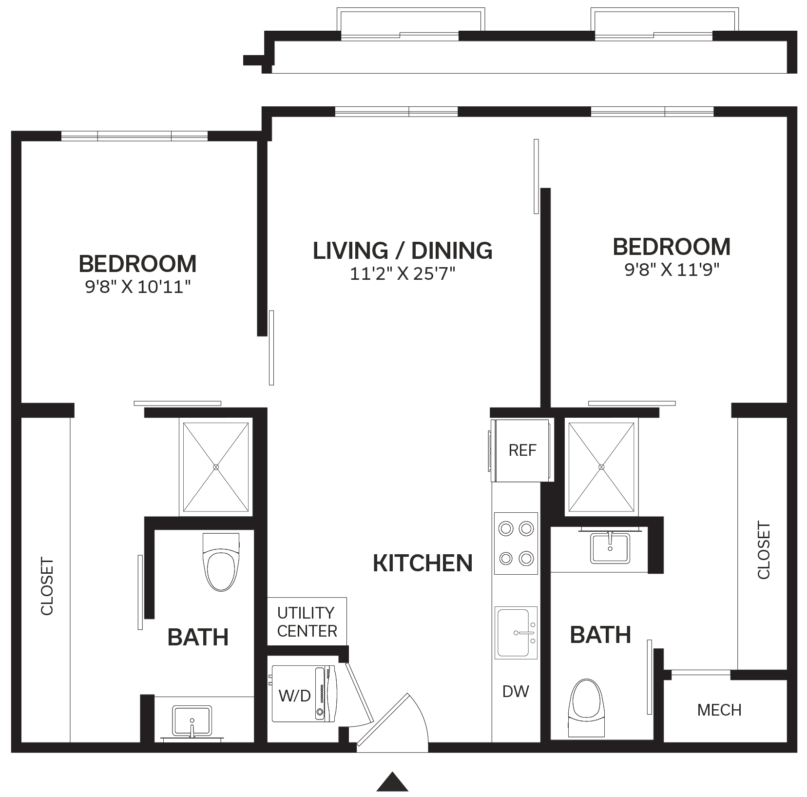 2 Bed/2 Bath-B2-2 floor plan