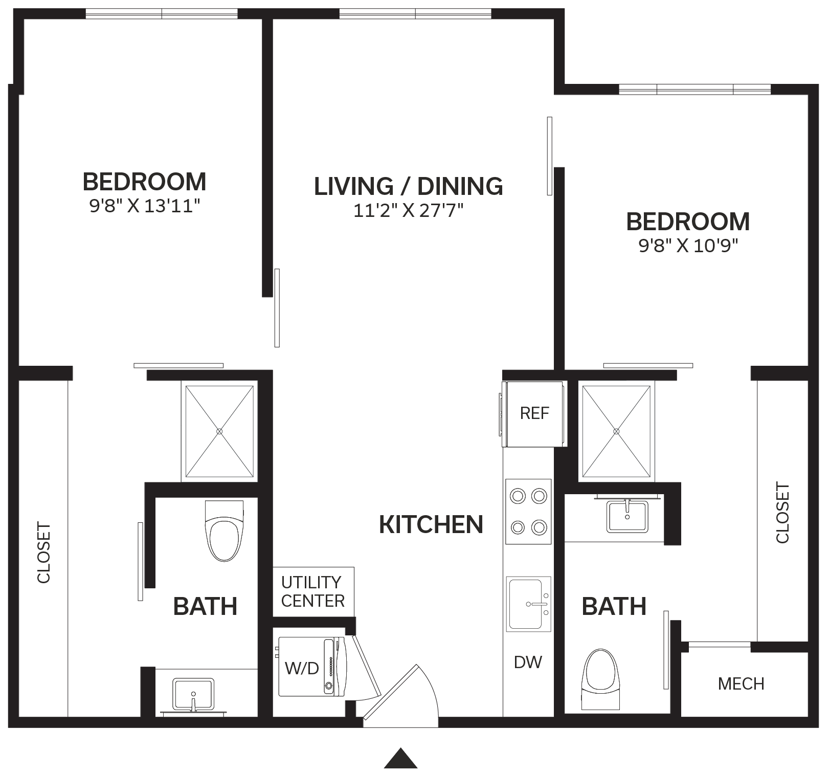 2 Bed/2 Bath-B2 floor plan