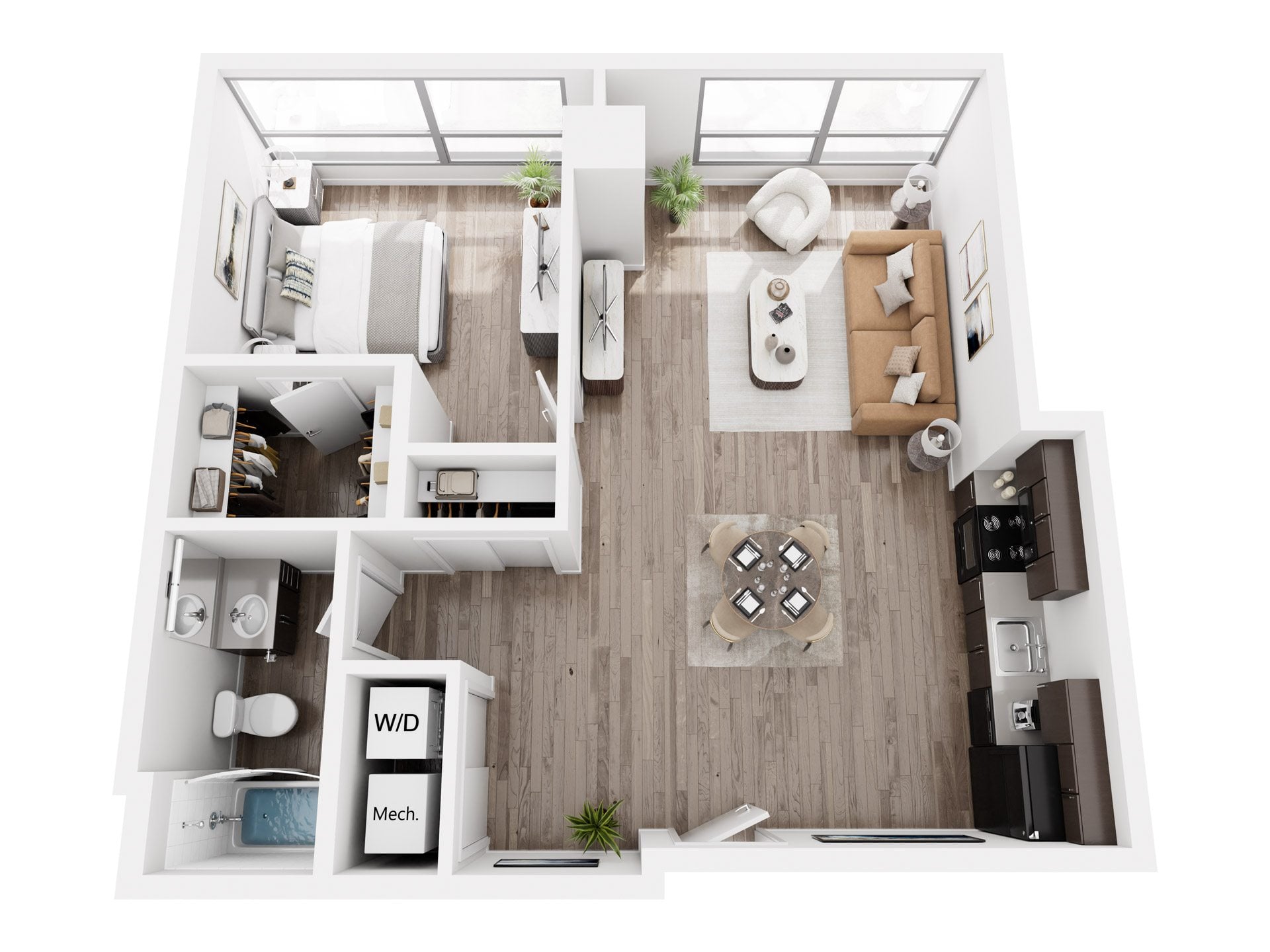 1 Bed 1 Bath floor plan