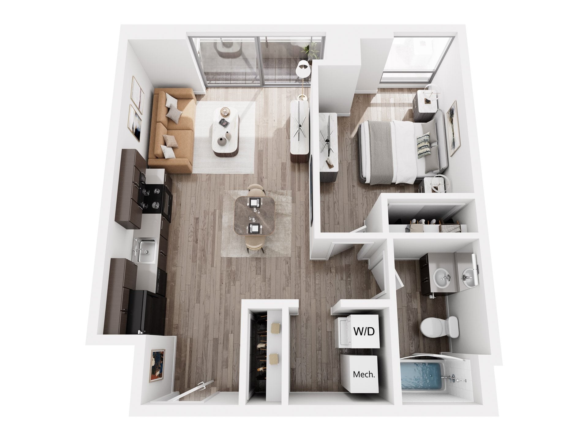 1 Bed 1 Bath floor plan