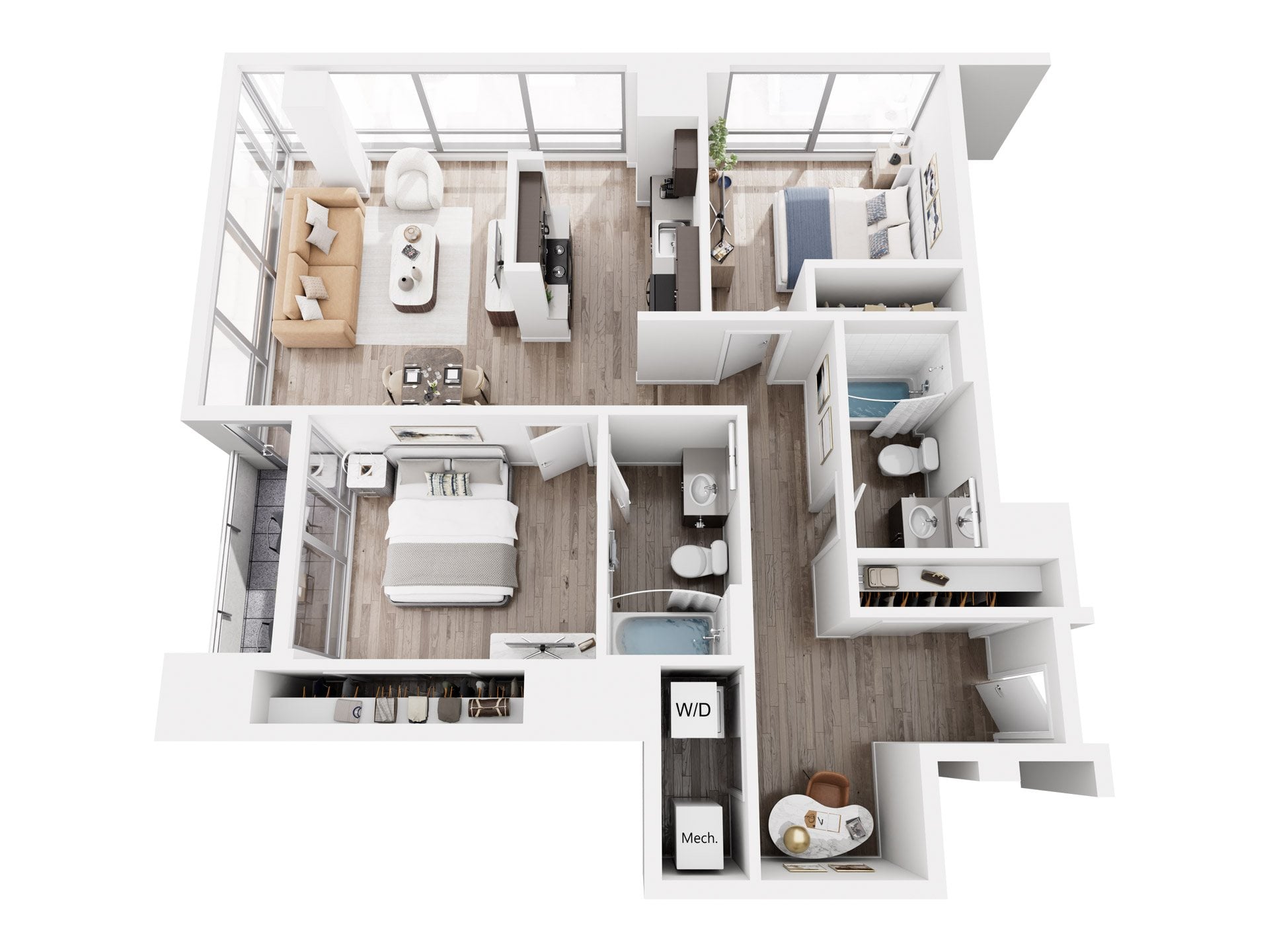 2 Bed 2 Bath floor plan