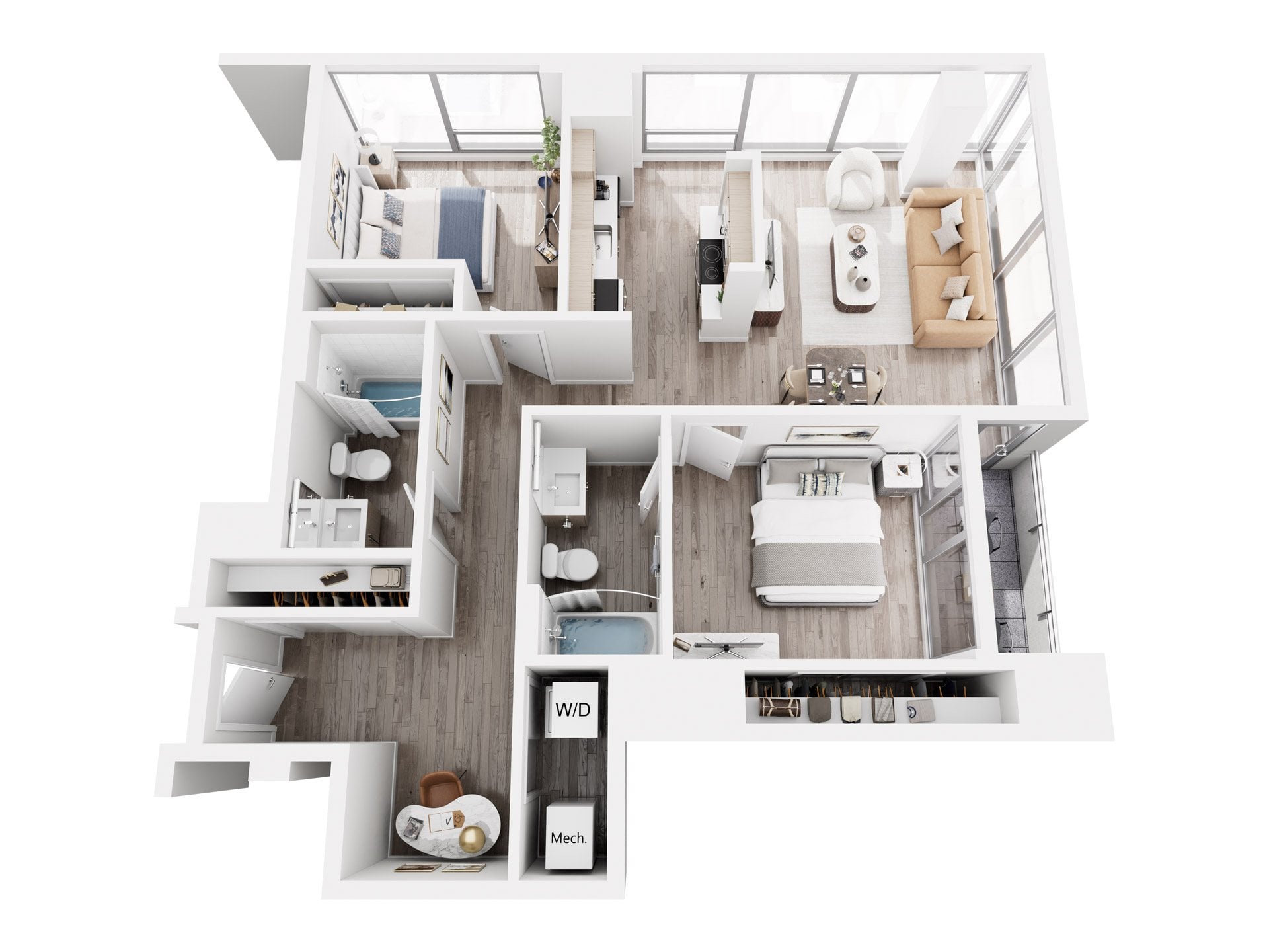 2 Bed 2 Bath floor plan
