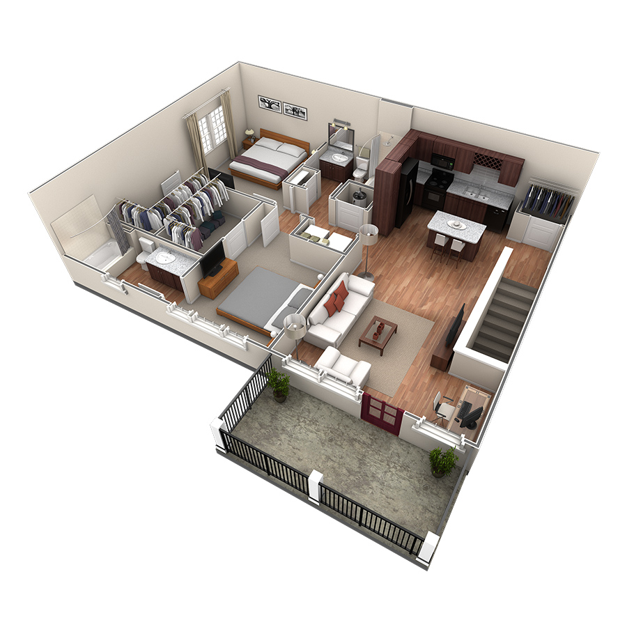 2 BR Designer Overlook floor plan