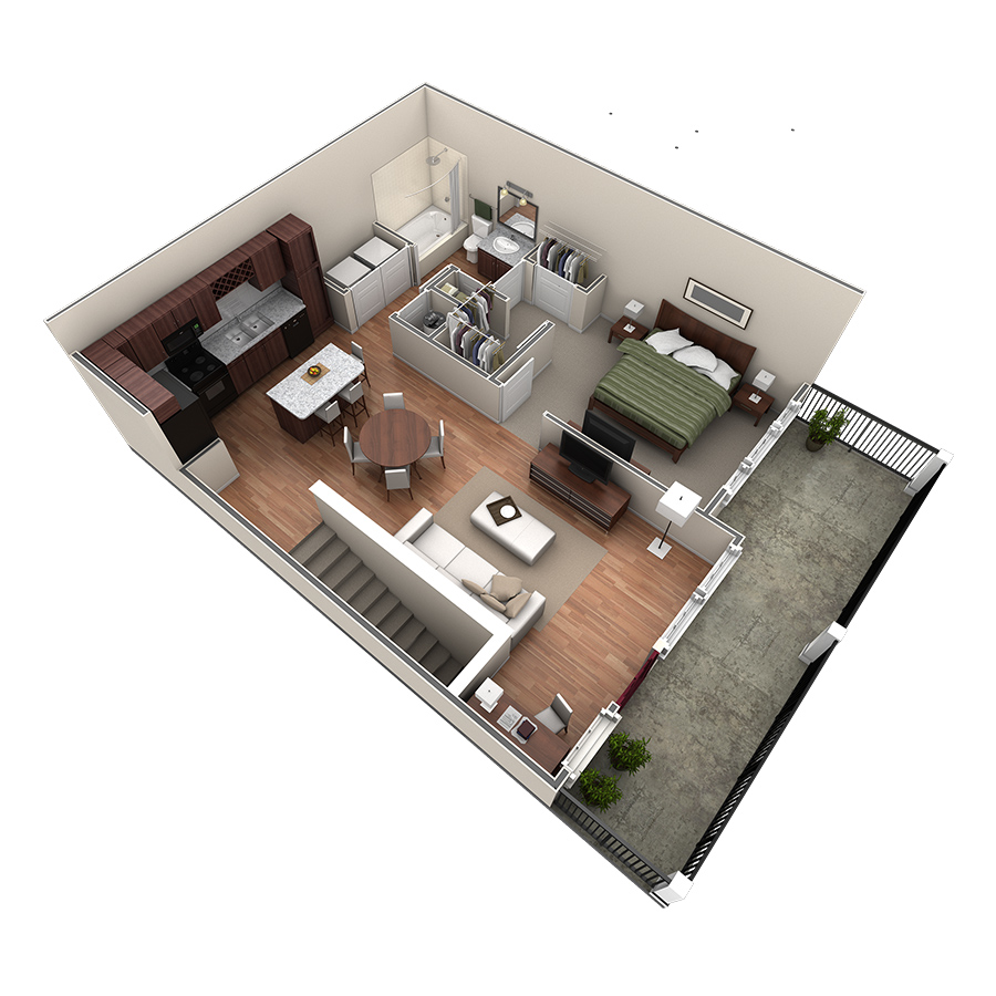 1 BR Designer Overlook floor plan