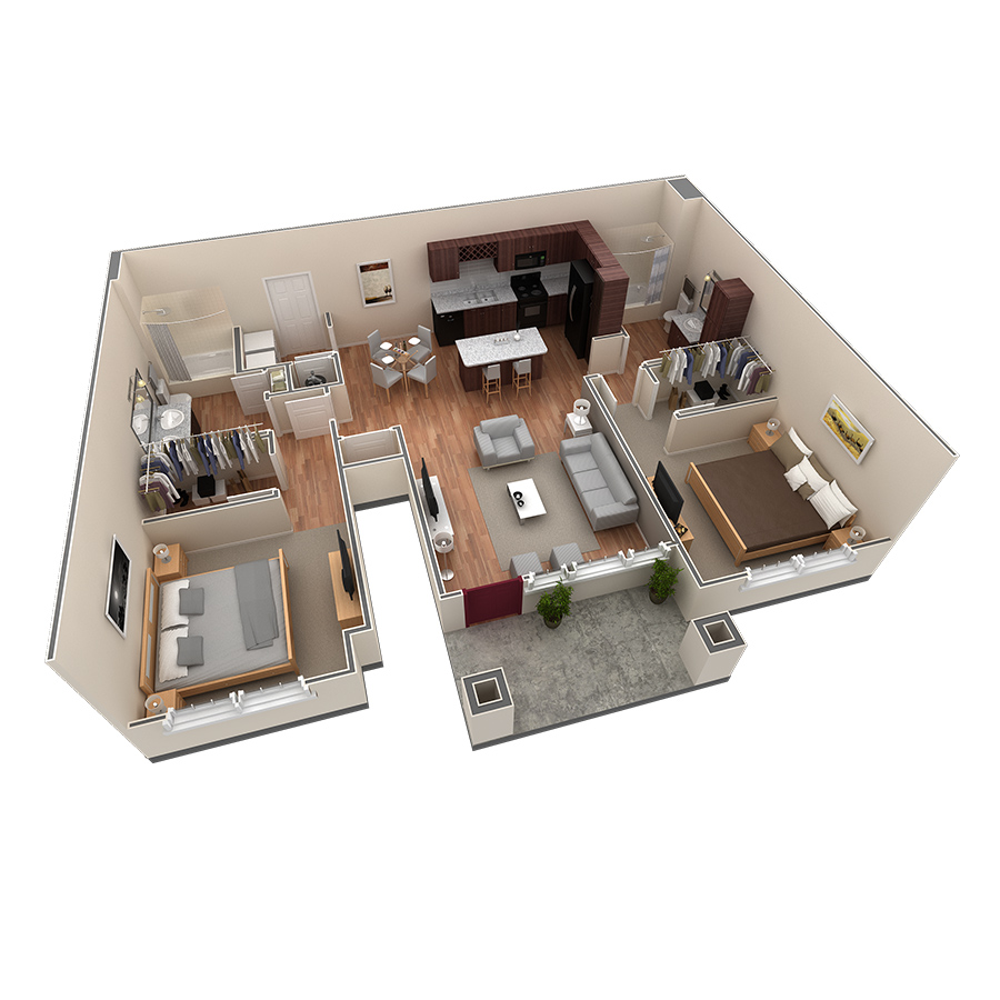 2 BR Grand Courtyard Garage floor plan