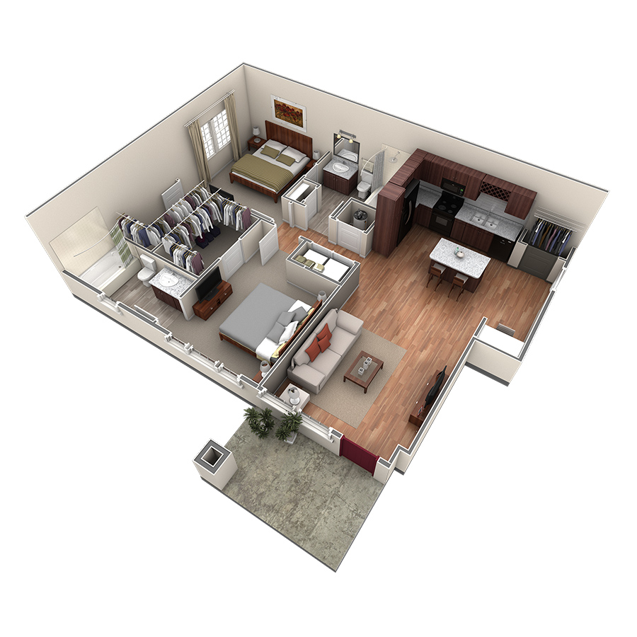 2 BR Designer Courtyard floor plan