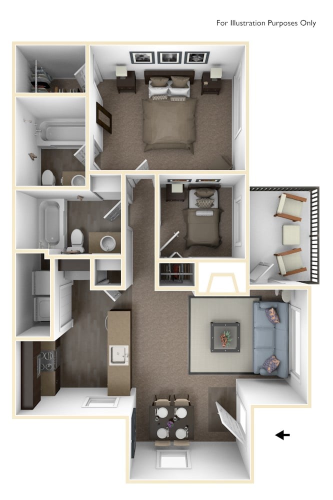 2 Bedroom 2 Bath floor plan