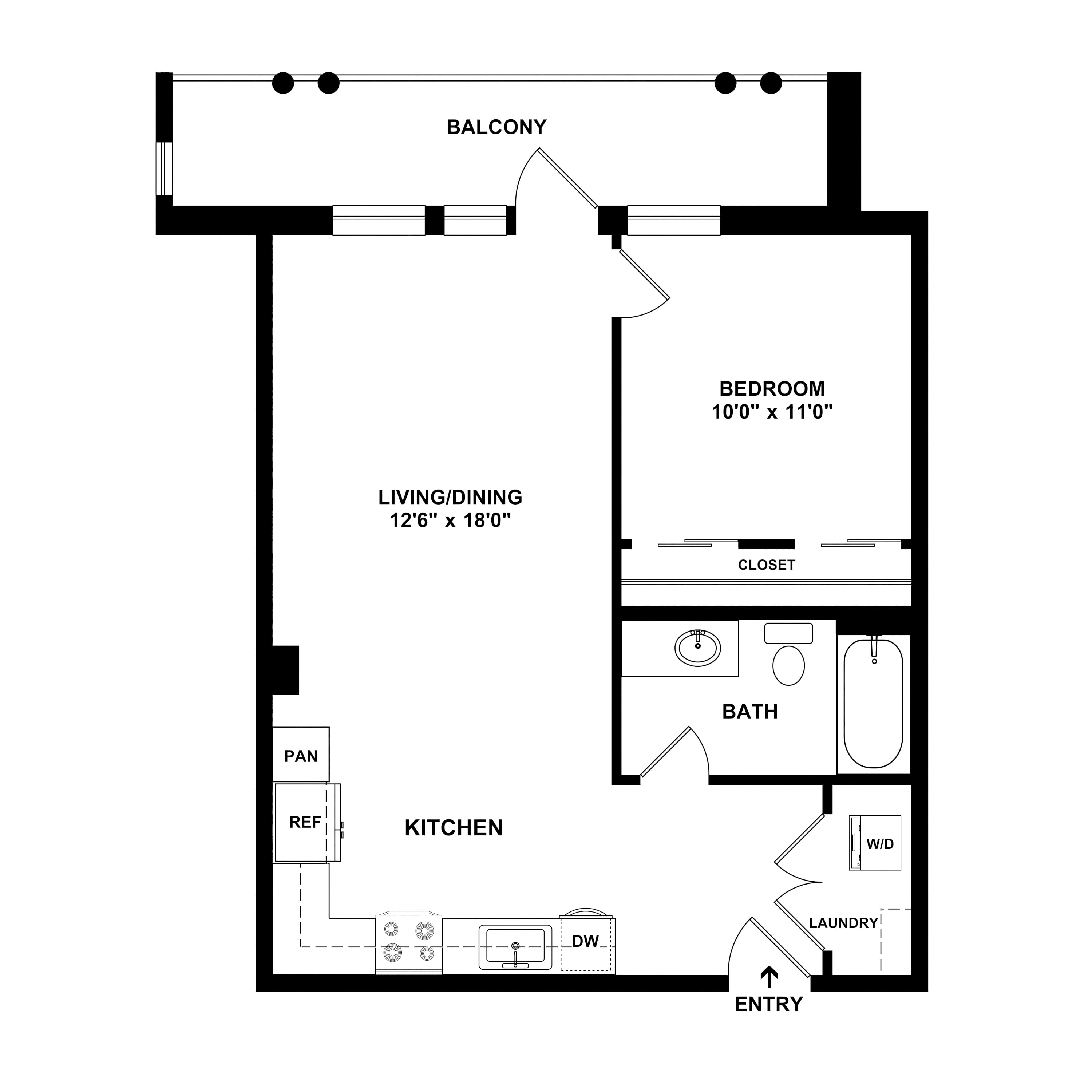 1 Bed/1 Bath floor plan