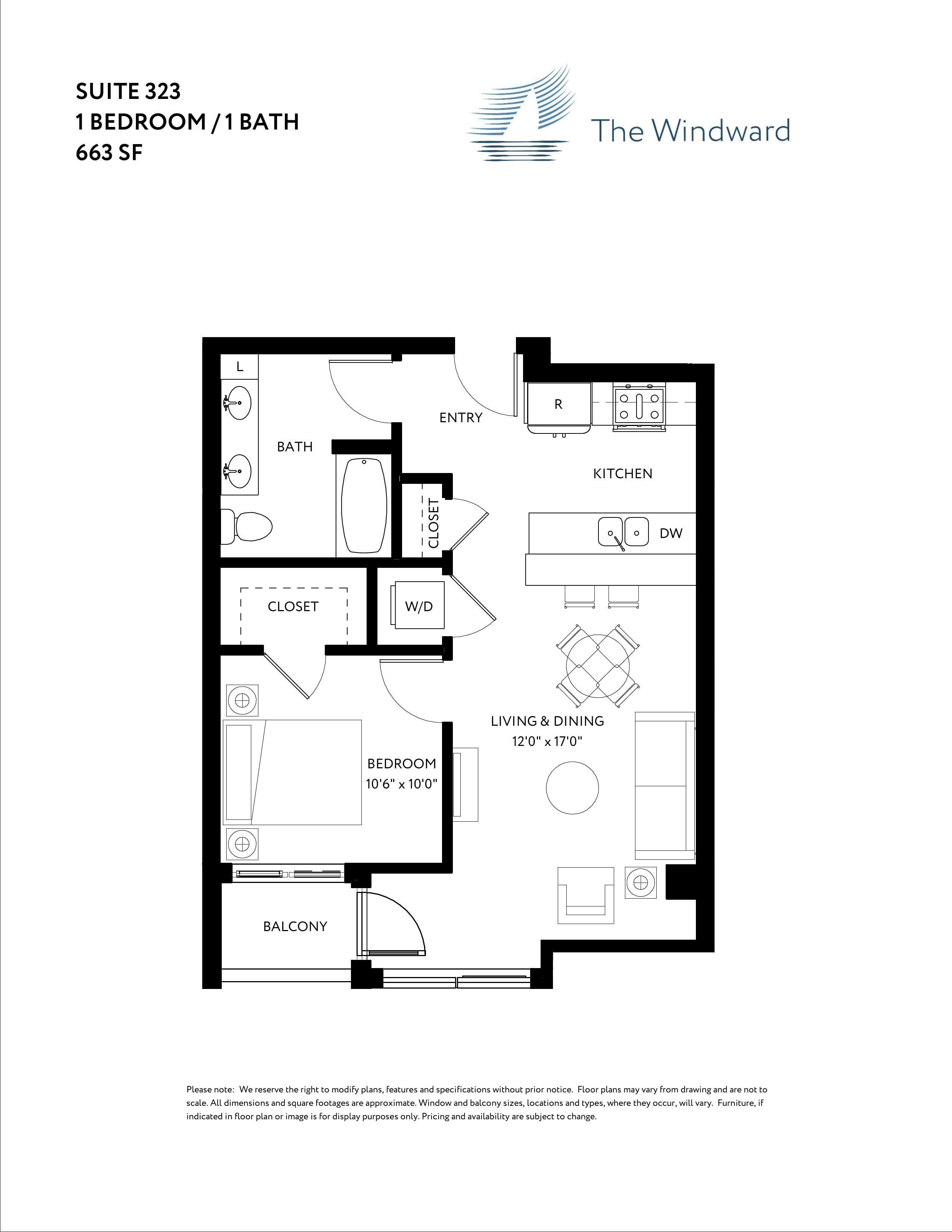 1 Bed/1 Bath floor plan