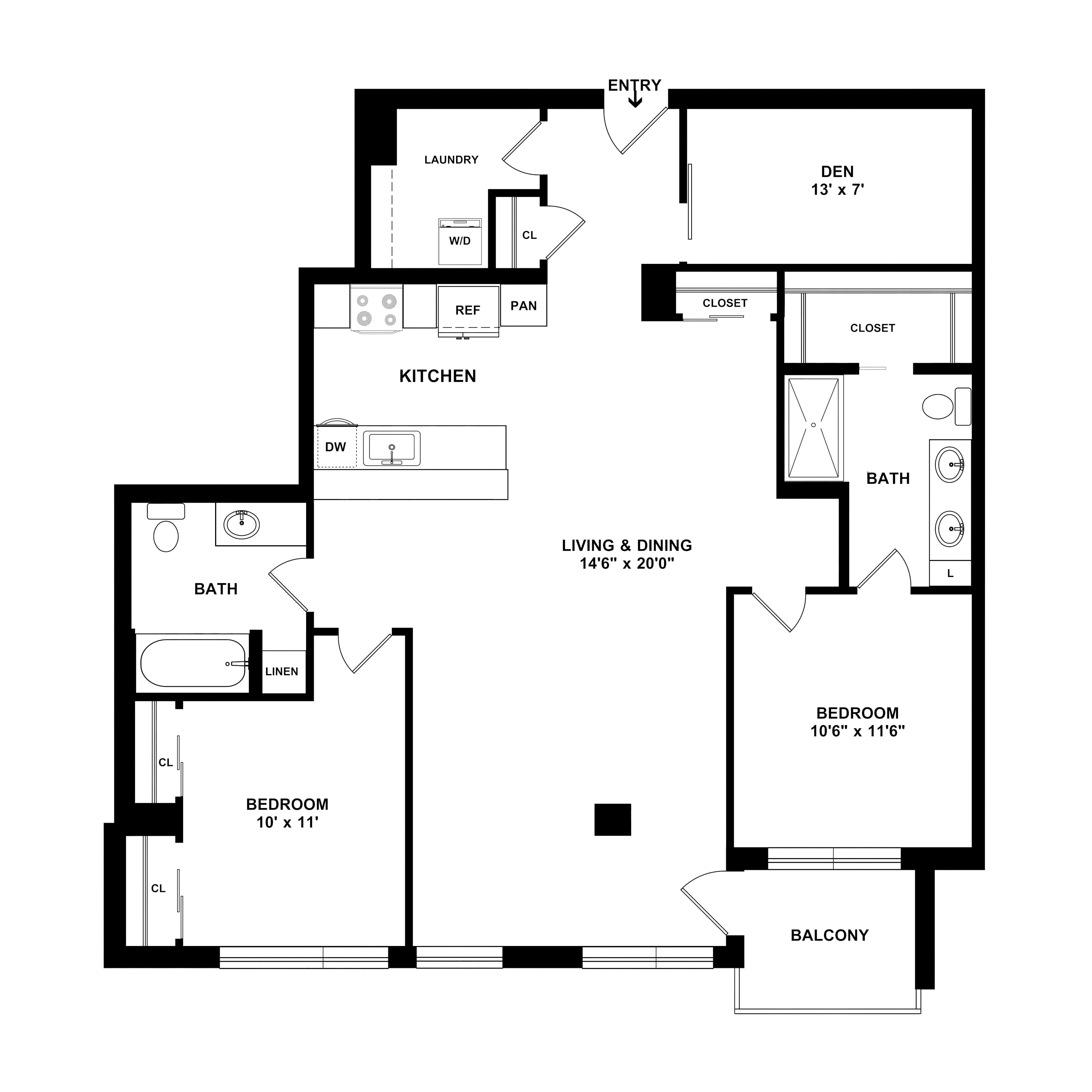 2 Bed/2 Bath floor plan