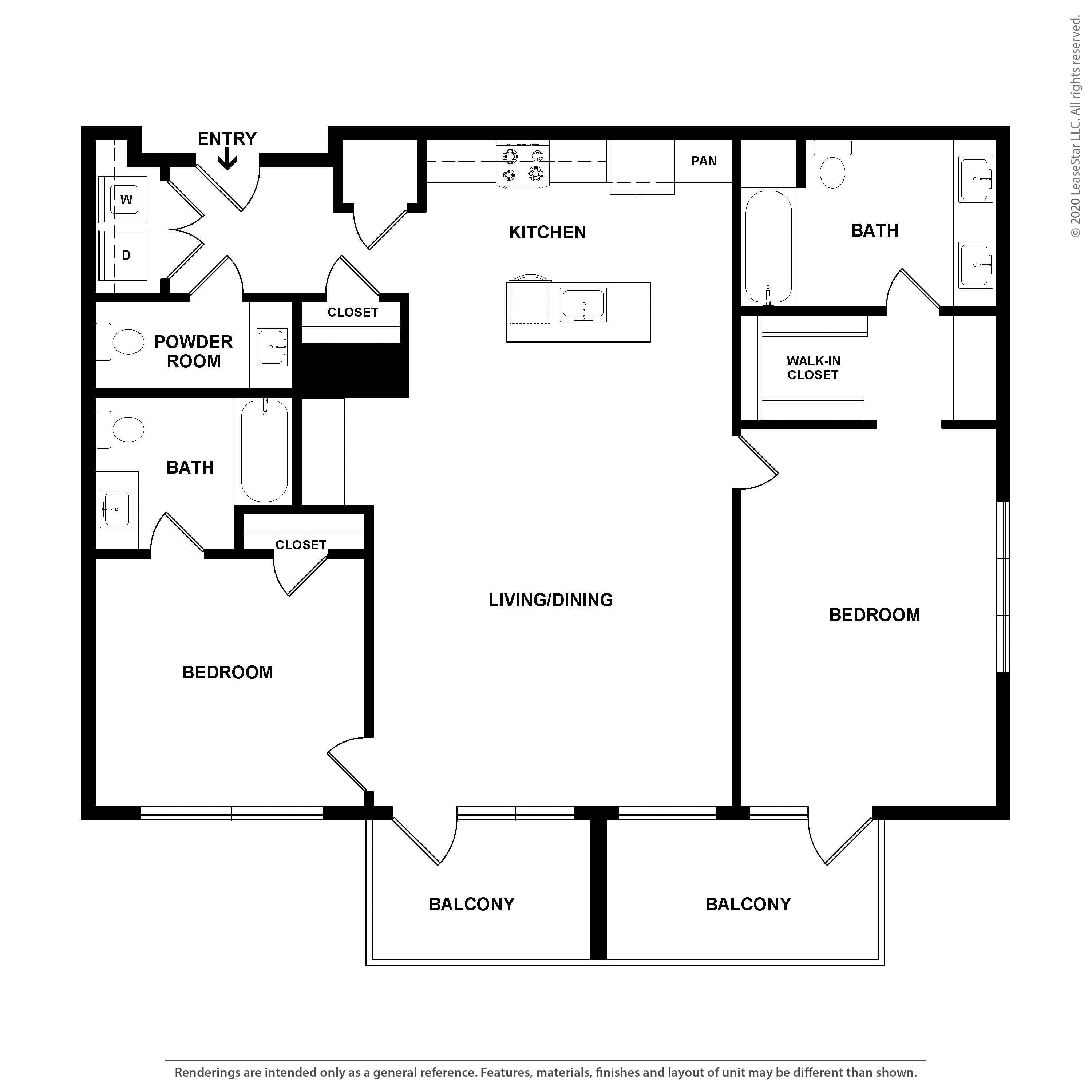 2 Bed/2 Bath-The Erin PH floor plan