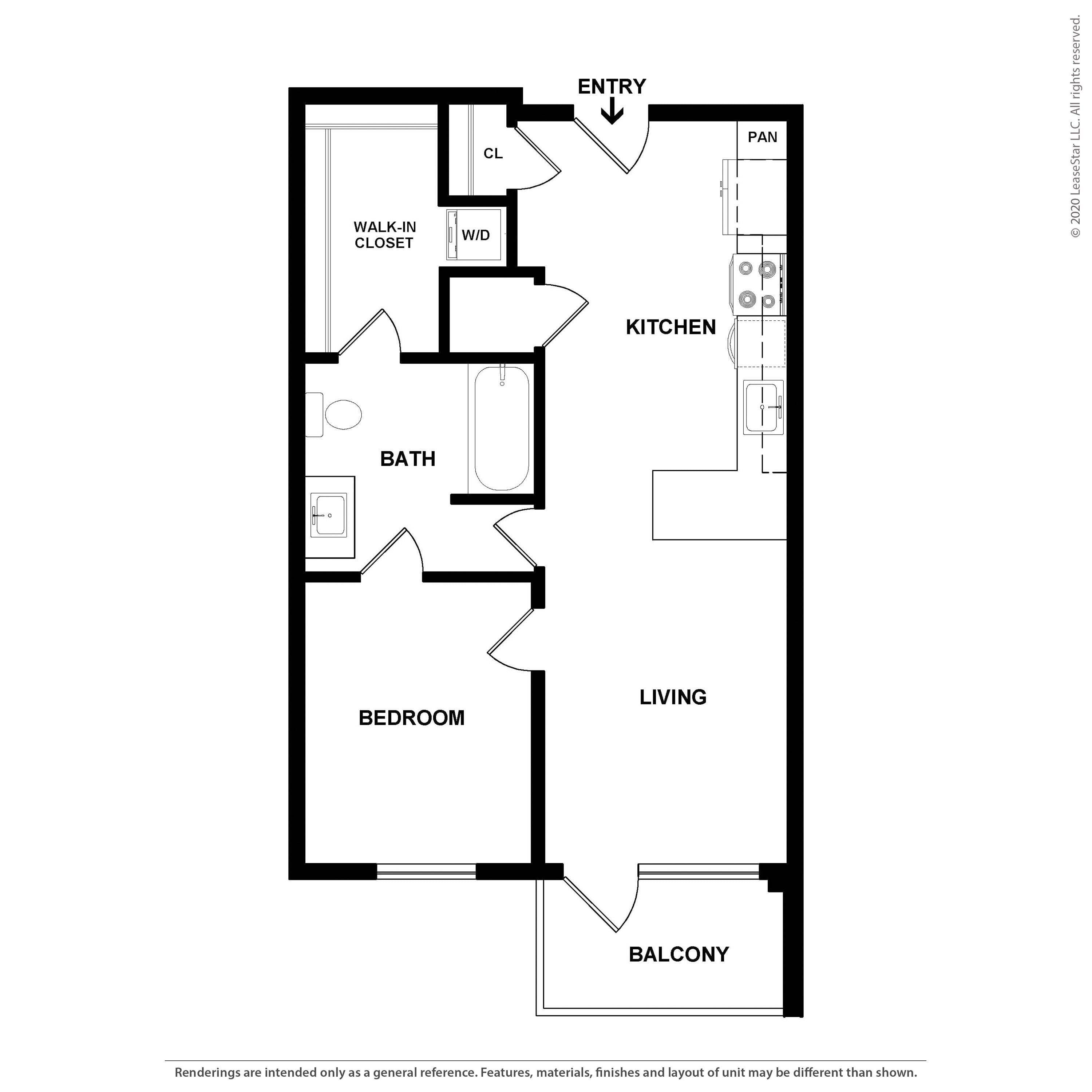 1 Bed/1 Bath-The Lockland floor plan