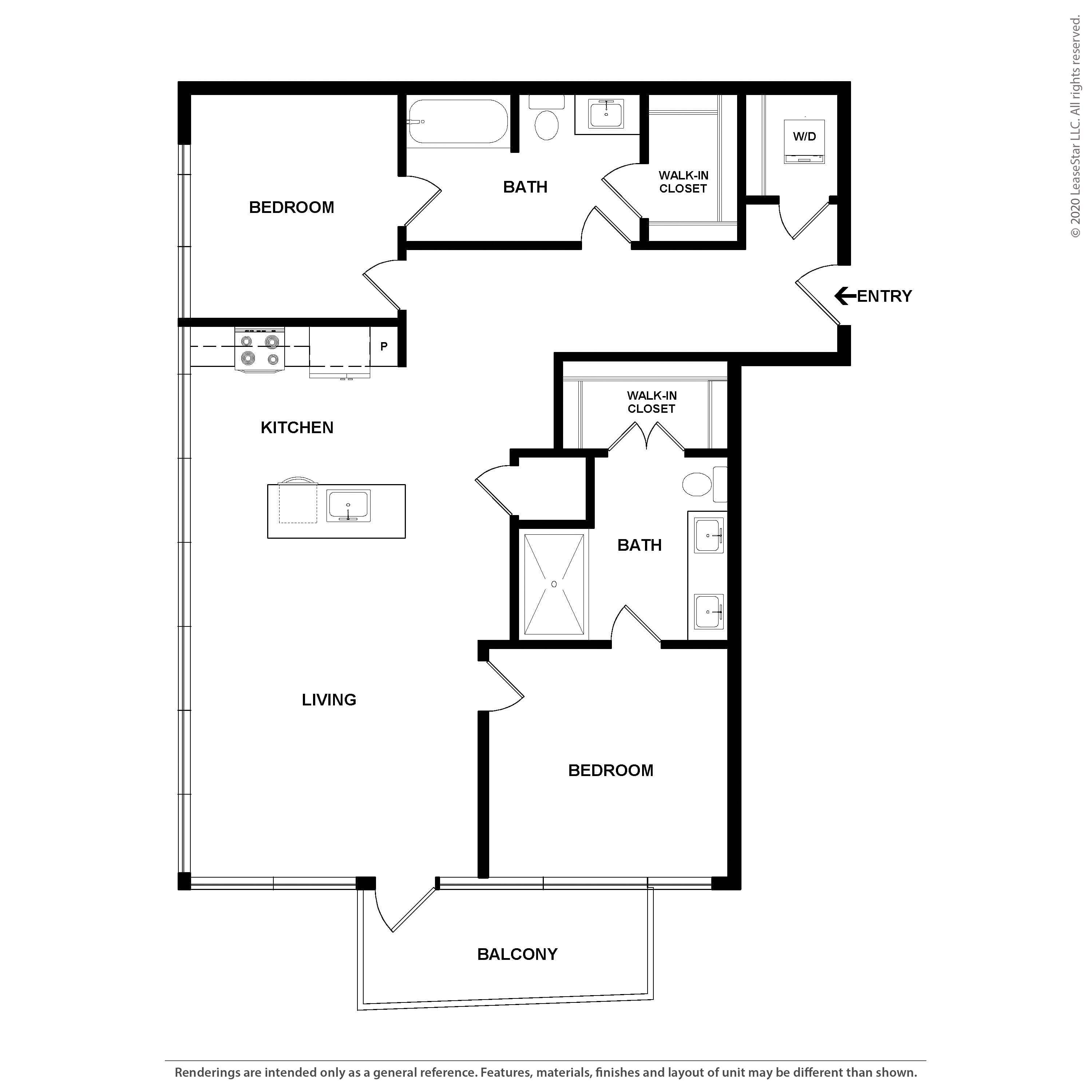 2 Bed/2 Bath-The Midtown floor plan