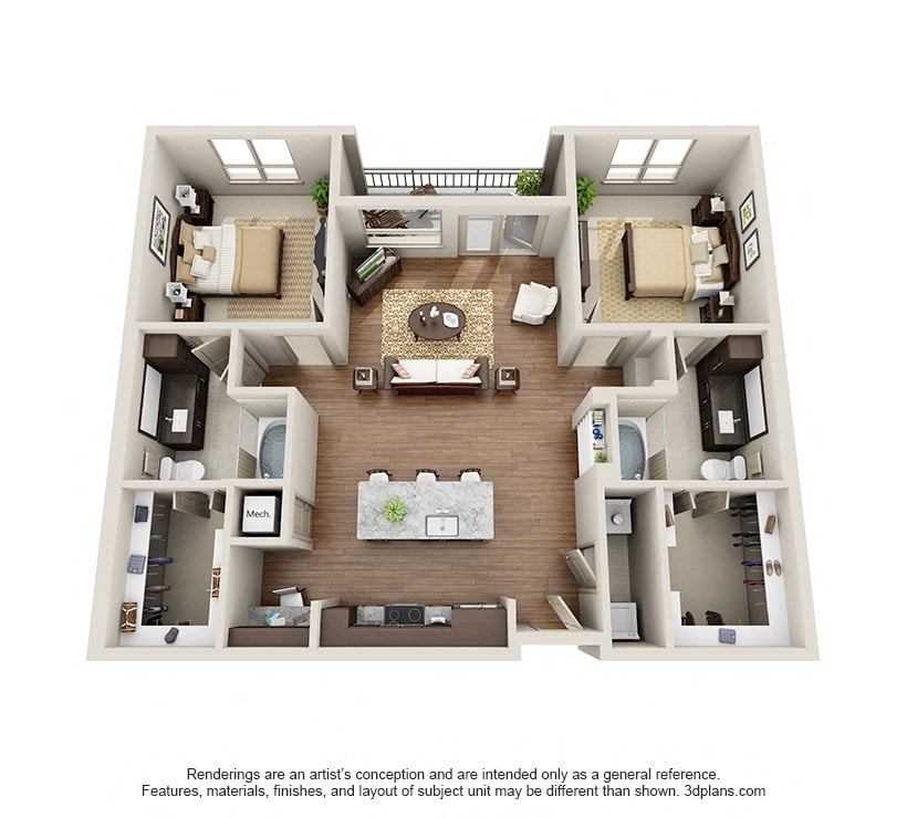 Two Bedroom Two Bath - B1 floor plan
