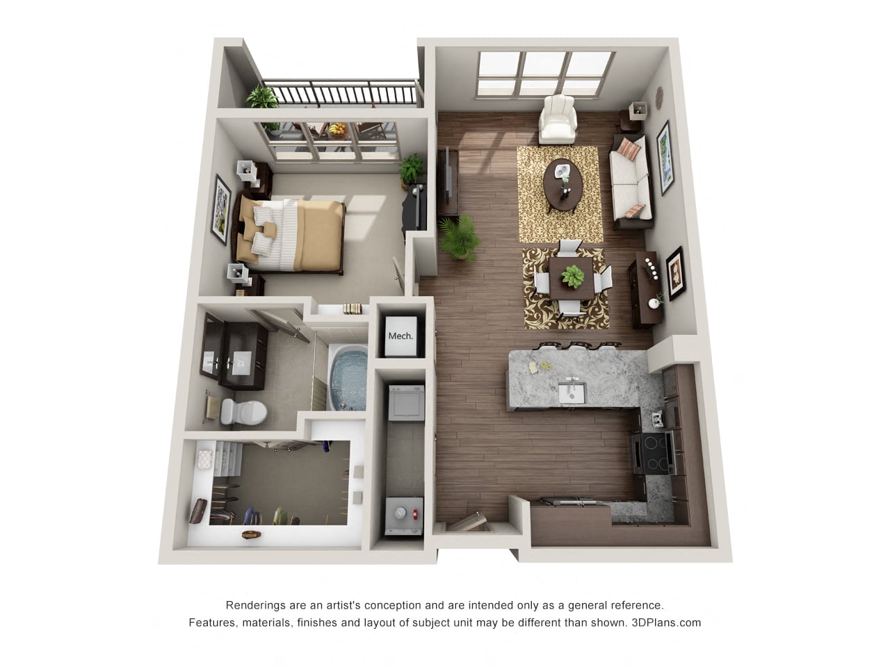 One Bedroom One Bath - A5 floor plan