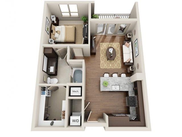 One Bedroom One Bath - A0 floor plan