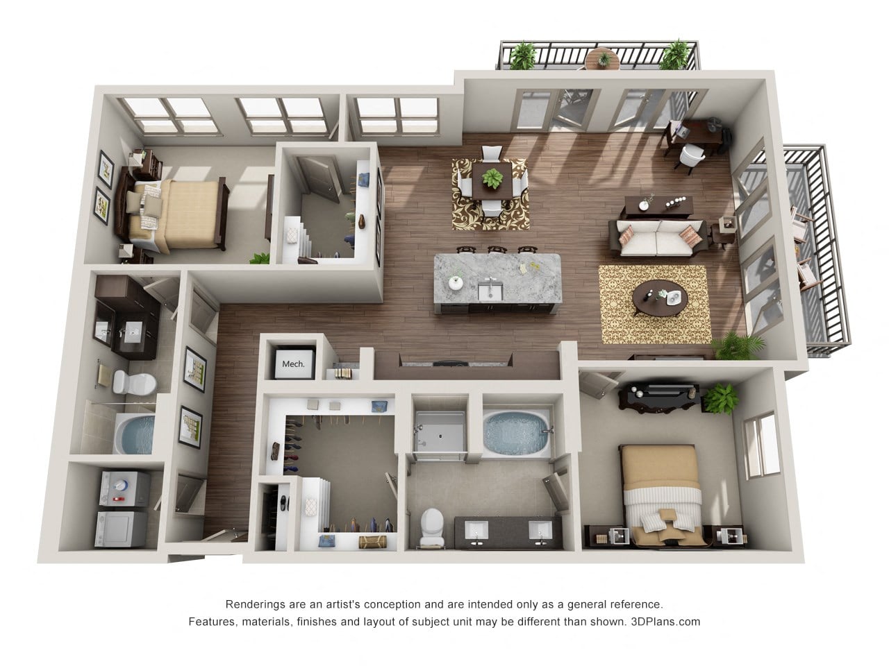 Two Bedroom Two Bath - B4 floor plan