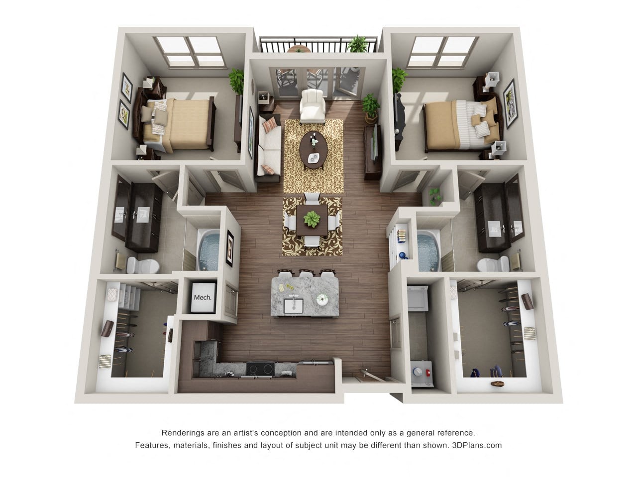 Two Bedroom Two Bath - B0 floor plan