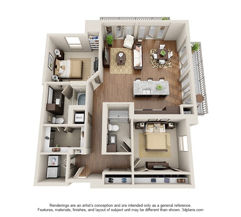 Two Bedroom Two Bath - B3 floor plan