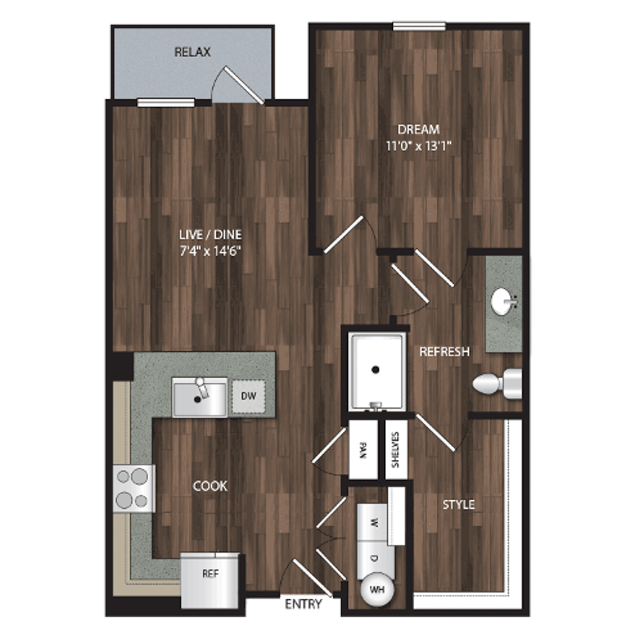 1B floor plan
