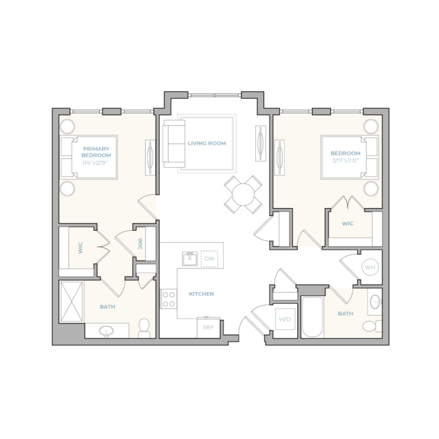2 BR-B floor plan
