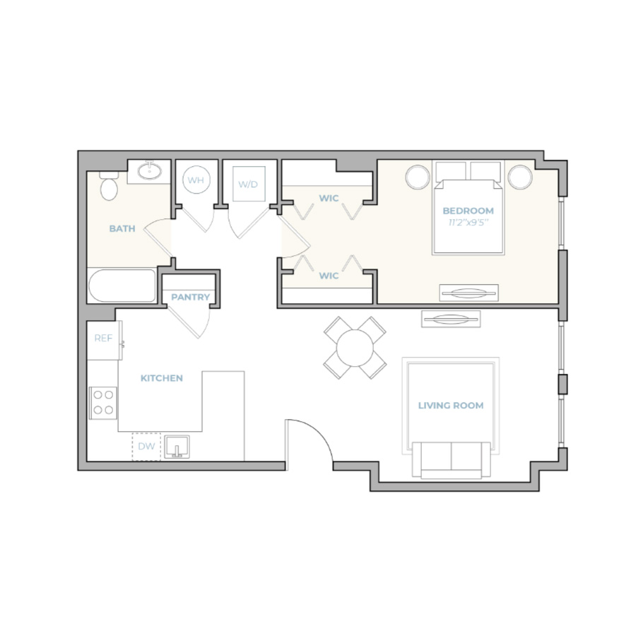 1 BR-E floor plan