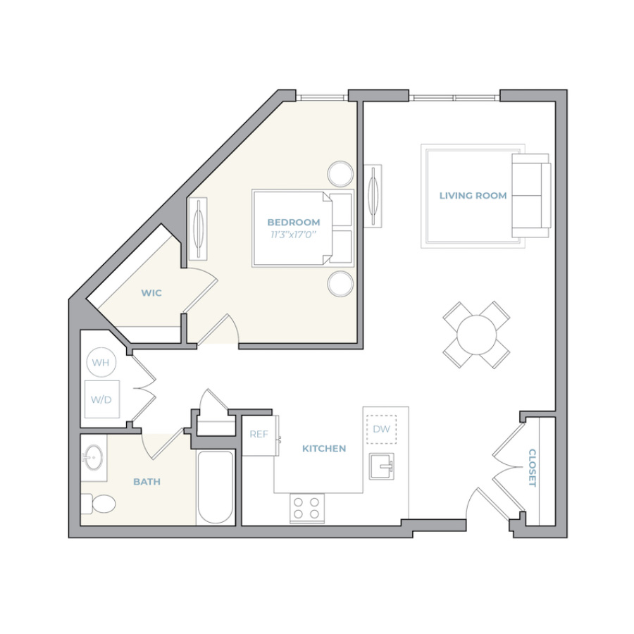 1 BR-C floor plan