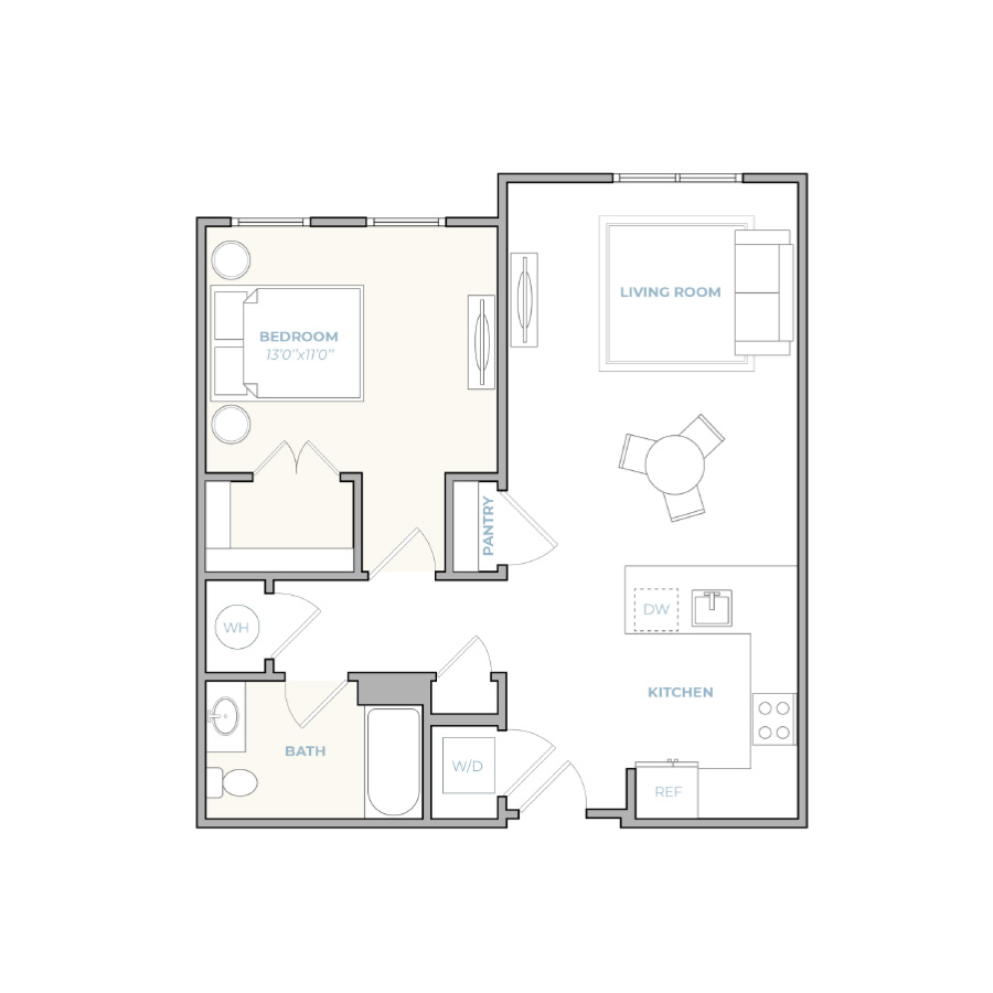 1 BR-B floor plan
