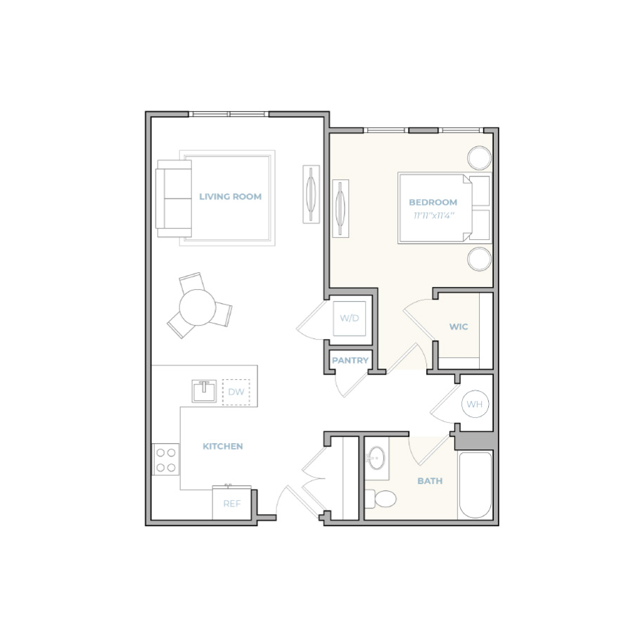 1 BR-A floor plan