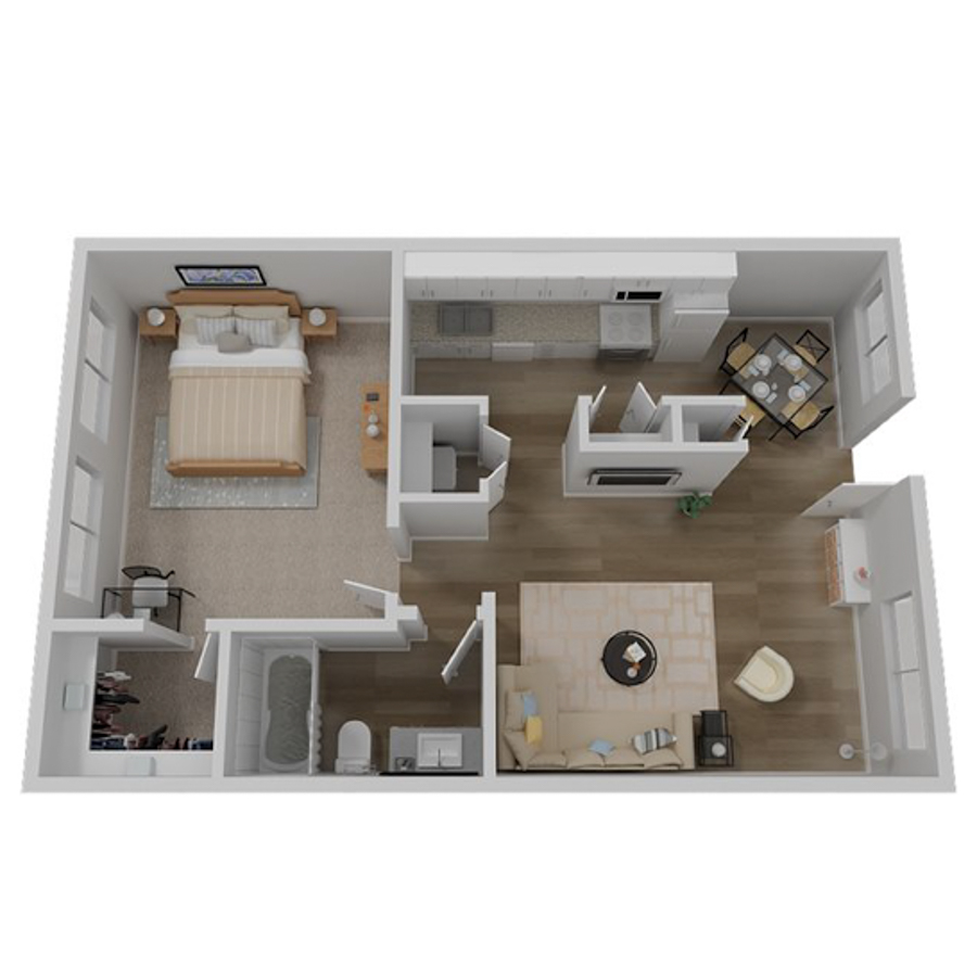 A1R3 -1x1 floor plan