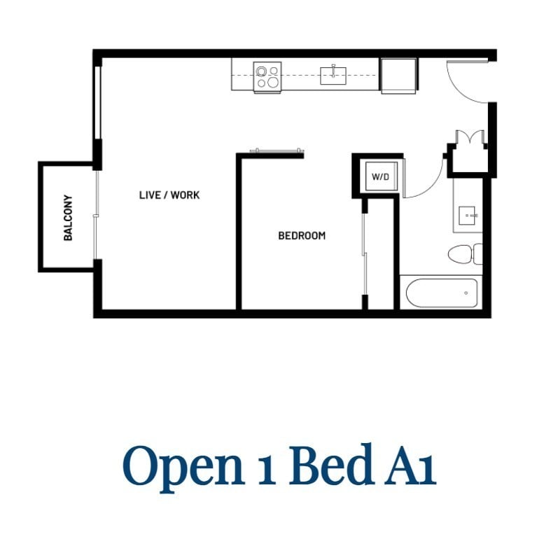 Open 1 Bed A1.1 floor plan
