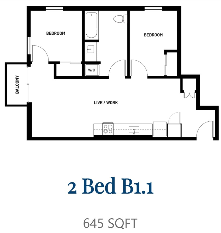 2 Bed B1.1 floor plan