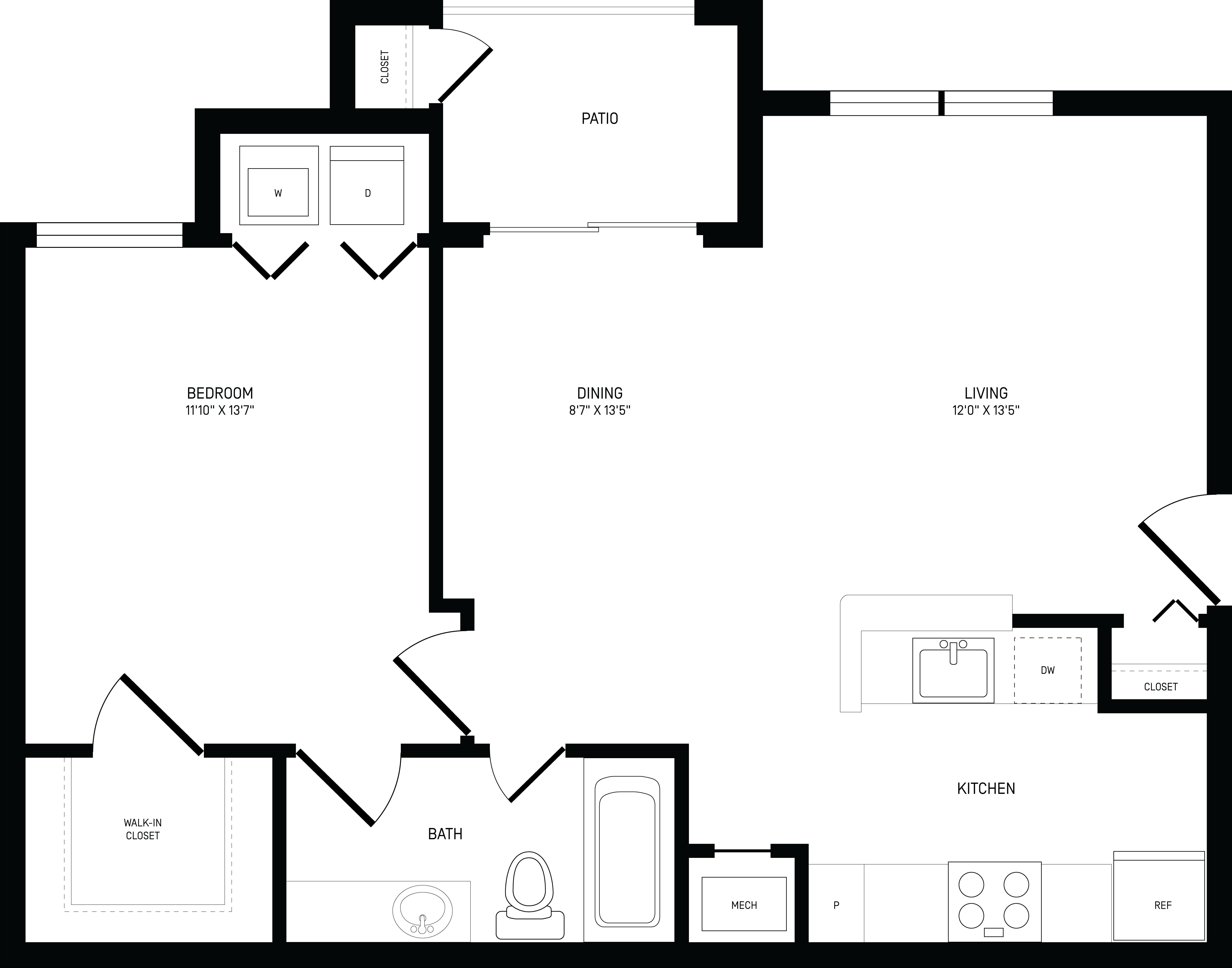 1 Bed/1 Bath-A1A floor plan