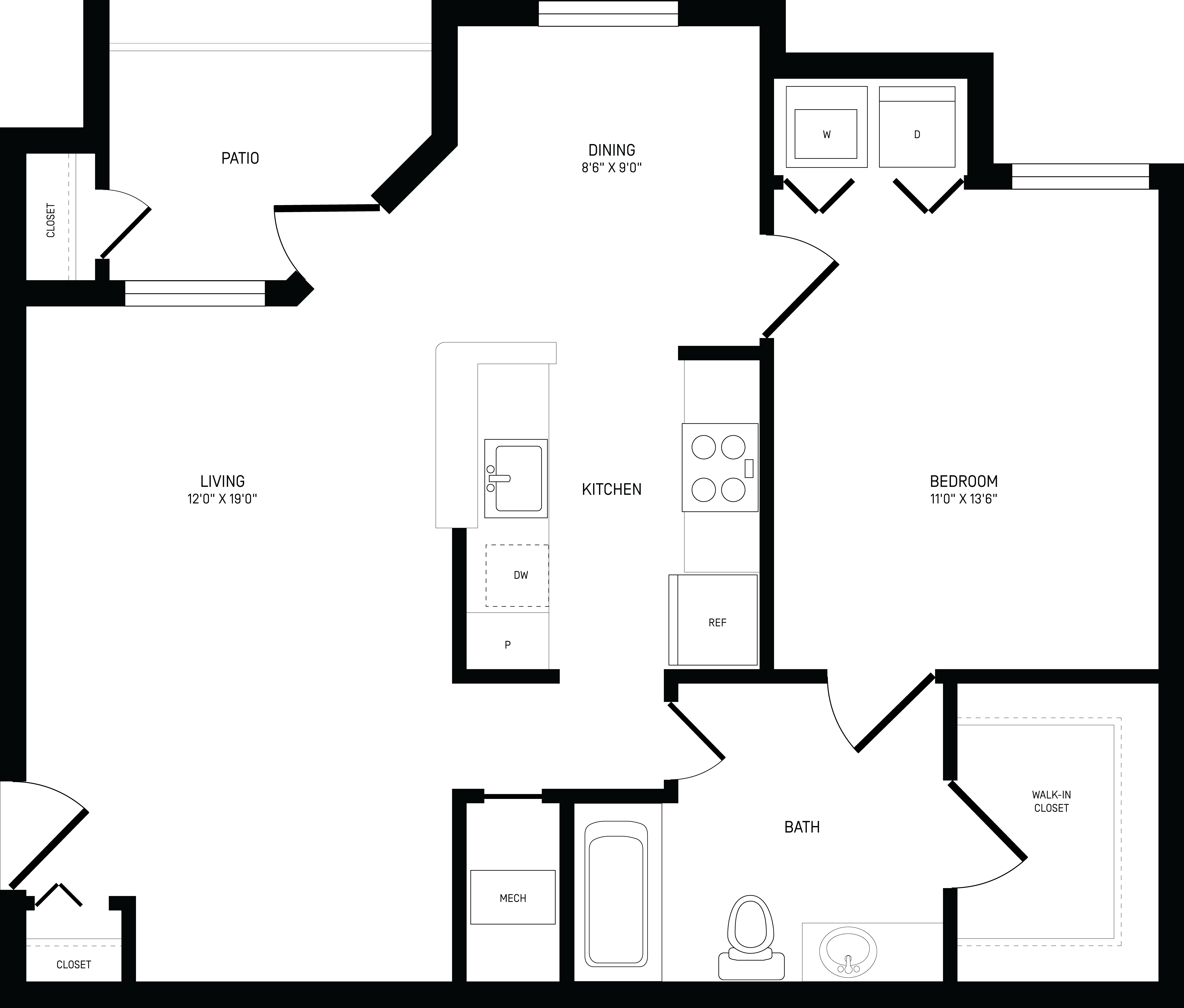1 Bed/1 Bath-A1B floor plan