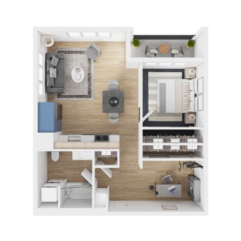 1x1 + Den - D4 floor plan